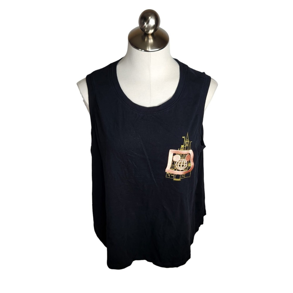 Walt Disney World Muscle Tank Women Plus 1X Black Sleeveless Castle Graphic